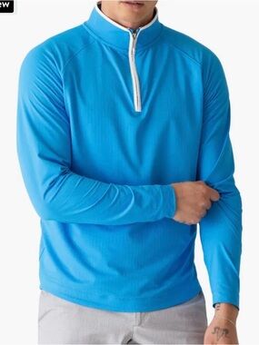 DEKE Links Jacquard Quarter Zip Pullover – Electric Blue – Size M